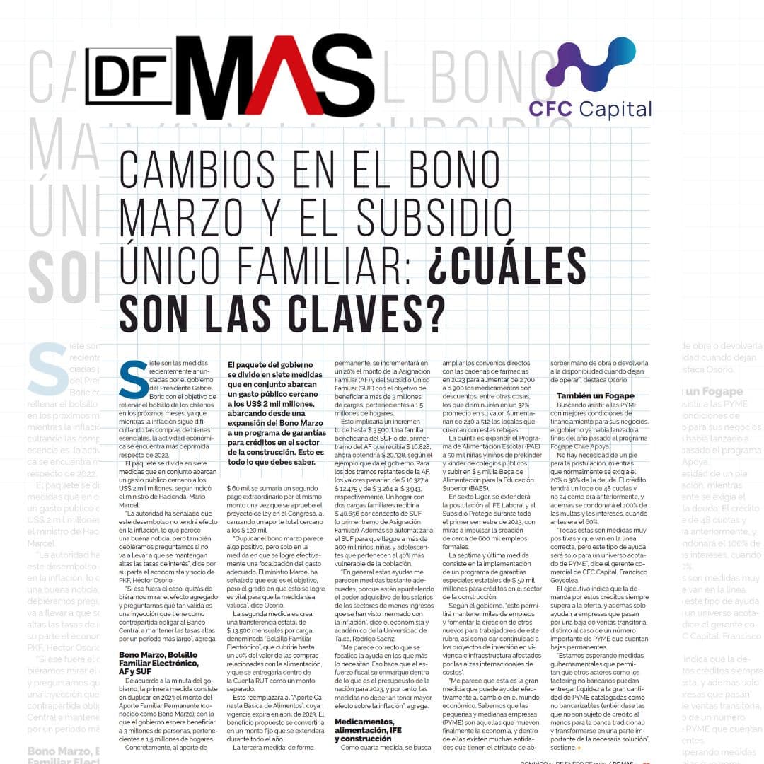 Francisco Goycoolea, Gerente Comercial de CFC Capital en DF Mas sobre el Fogape: "Todas estas son medidas muy positivas y que van en la línea correcta, pero este tipo de ayuda será solo para un universo acotado de PYME"