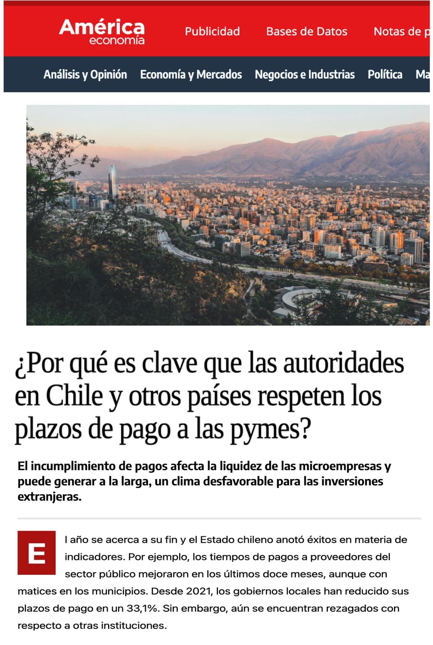 Plazos de pago a pymes ¿como estamos en Chile?