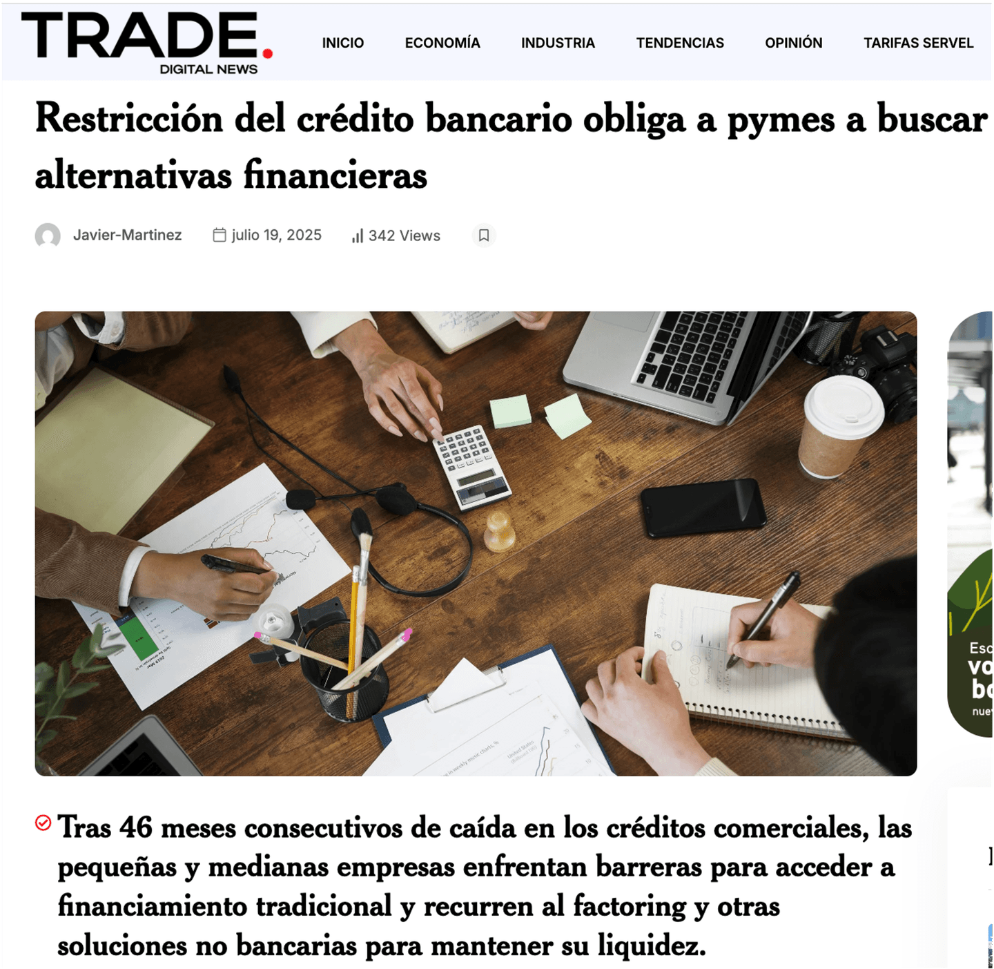 Restricción del crédito bancario obliga a pymes a buscar alternativas financieras