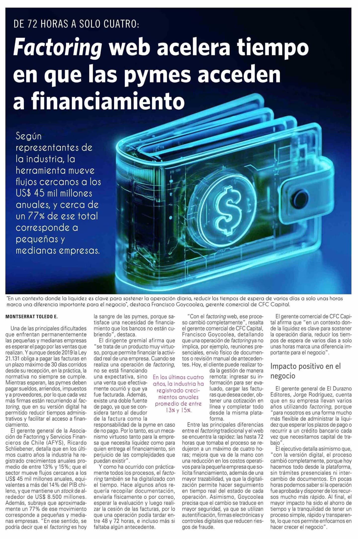 Factoring web acelera tiempo en que las pymes acceden a financiamiento